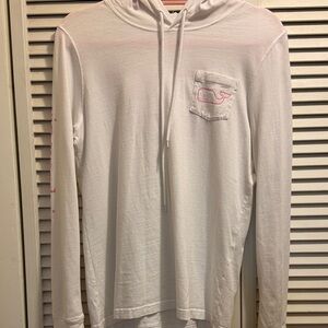 Vineyard Vines White Hoodie Tee Shirt with Pink Accents